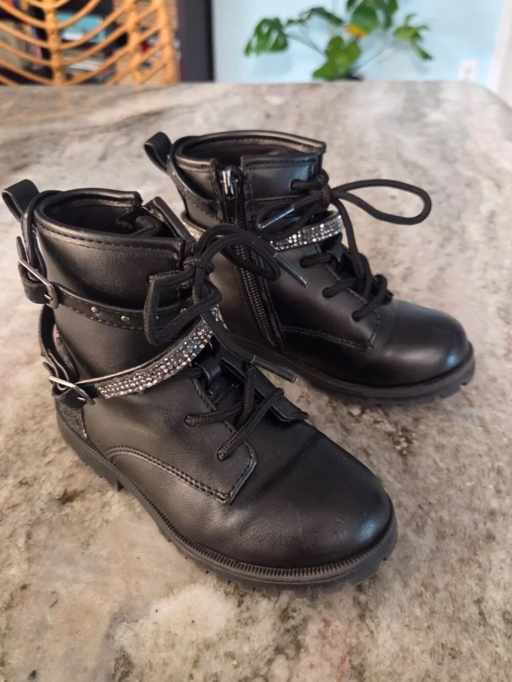 Girls Black Sparkly Boots